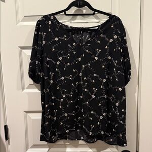 LC Lauren Conrad Black Floral Blouse